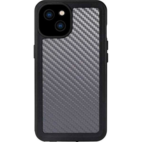 Silver Carbon Fiber Specialty Texture Material iPhone 15 Plus Waterproof Case